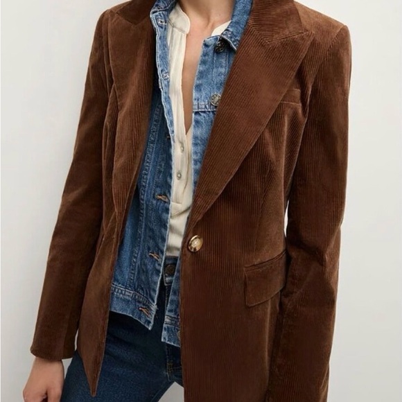 VERONICA BEARD Reagan Corduroy Dickey Jacket Dark Cocoa Brown Sz 0 - Picture 2 of 10